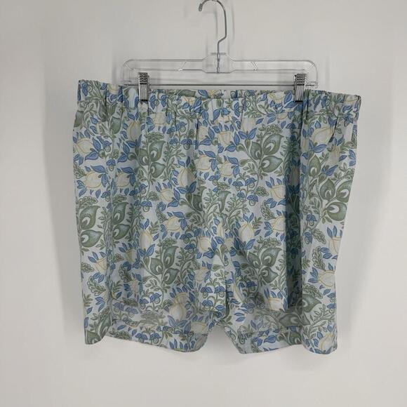 summersalt shorts 1x blue floral poplin organic cotton pull on poolside plus - Picture 1 of 5